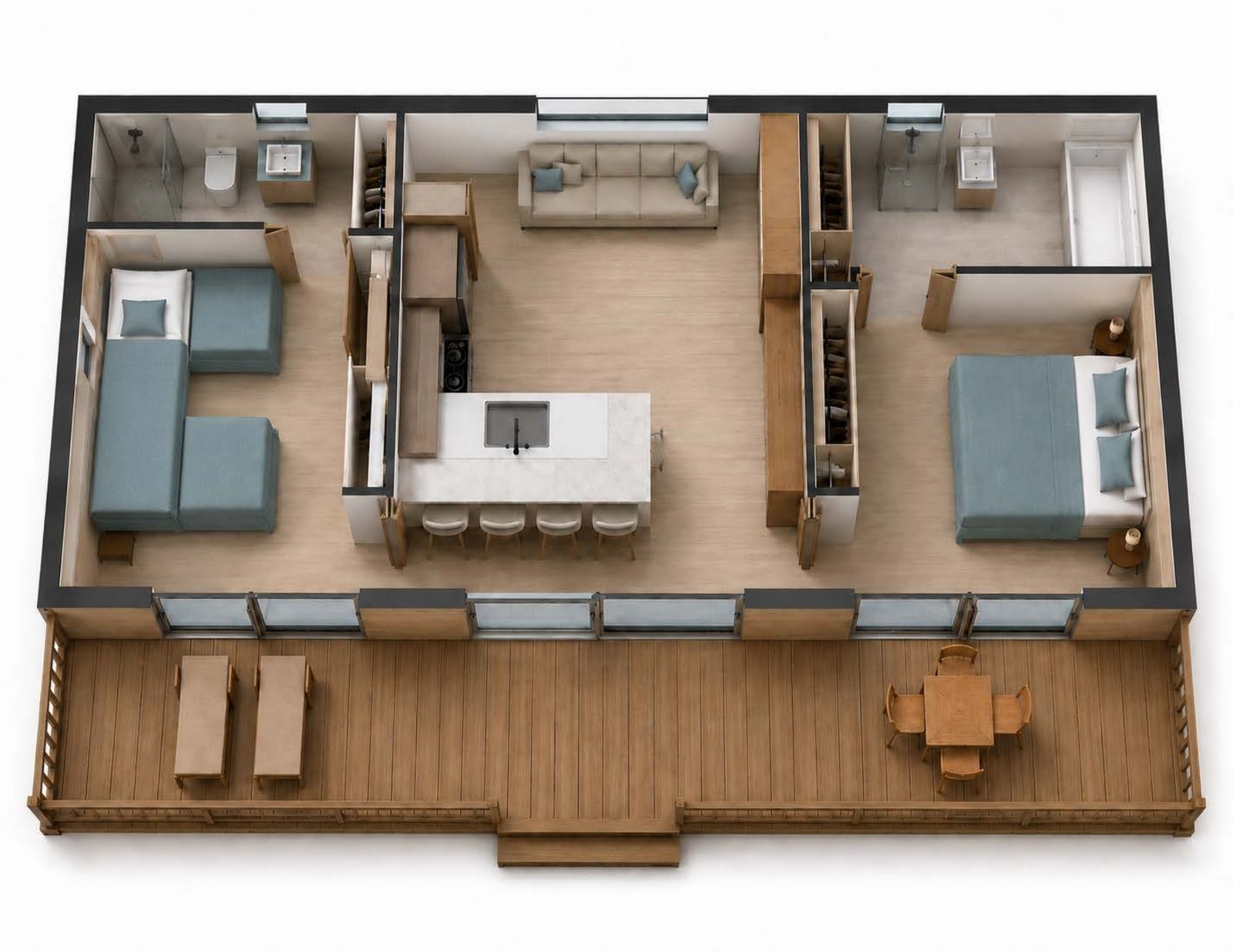 Planimetria 3D del Lodge Home Wellness